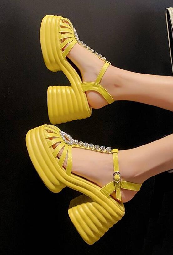 PANTOFOLA D’ORO Sandali donna plateau tacco a blocco strass punta tonda slingback scarpe estive