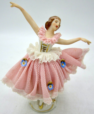 Franz Wittwer Dresden Miniature Ballerina Lace Figurine (3.75 In.) Germany