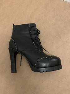 black studded heeled ankle boots