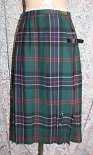 Vintage 1960s UK Scotland Women's Girls Plaid Kilt Skirt Green  Red