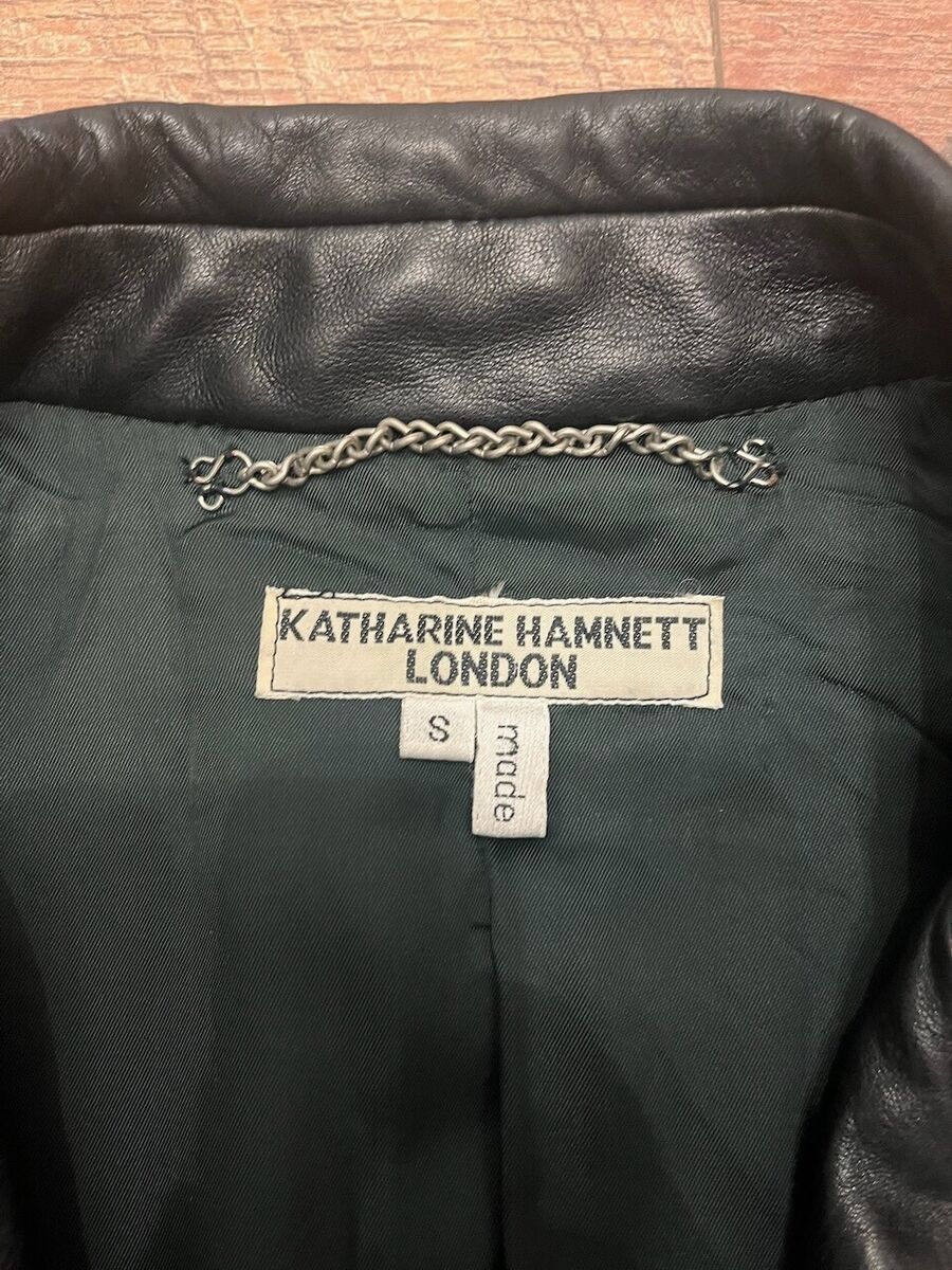 Vintage 1980s Katharine Hamnett London Black Leather Trench Vintage 1980s Katharine Hamnett London Black Leather Trench