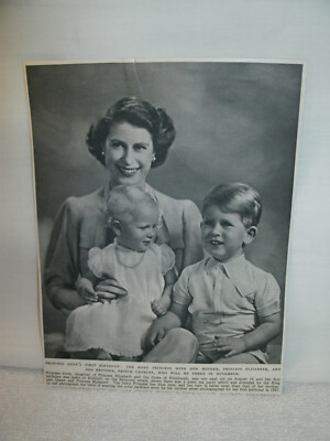 Queen Elizabeth II with Prince Charles & Princess Anne's First Birthday---Orig