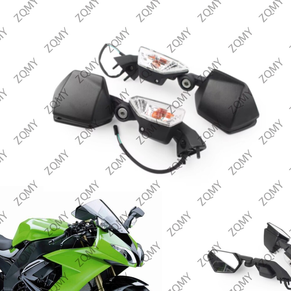 その他 Y 2x Rear View Mirrors w/ Turn Signal Fit Kawasaki Ninja ZX-10R 04
