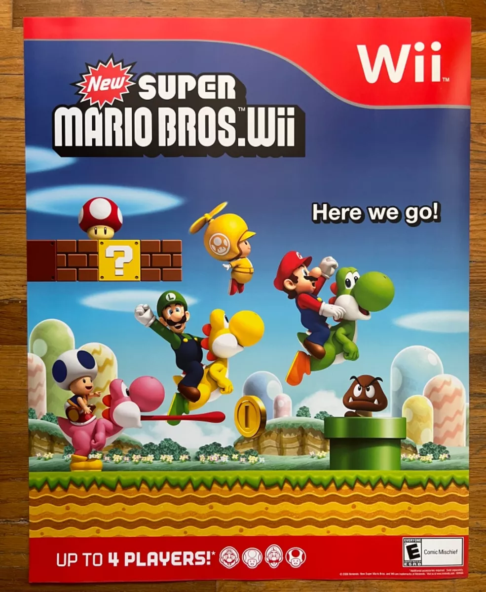 New Super Mario Bros Wii Poster  Super mario bros nintendo, Super mario  bros, Super mario