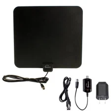 Long Range HDTV Indoor Flat Antenna Amplified VHF UHF Digital TV HD 65 Miles