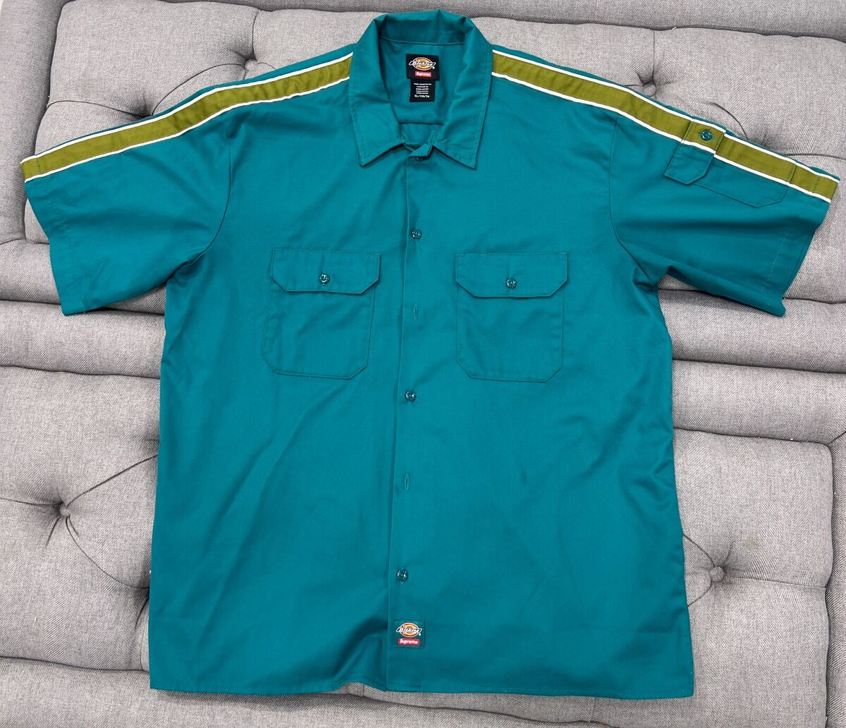 Supreme Dickies SS22 Teal Stripe 874 S/S Work Shirt XL NYC Supreme Dickies SS22 Teal Stripe 874 S/S Work Shirt XL NYC