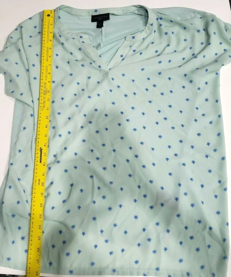 Attention Plus Size 2x Women's Blouse Teal And Blue Short Sleeve  - Image 2 of 4