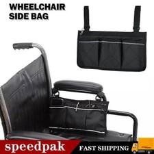 Wheelchair Side Bag Hang on Side Armrest Accessories Storage Pouch w/ Cup Holder