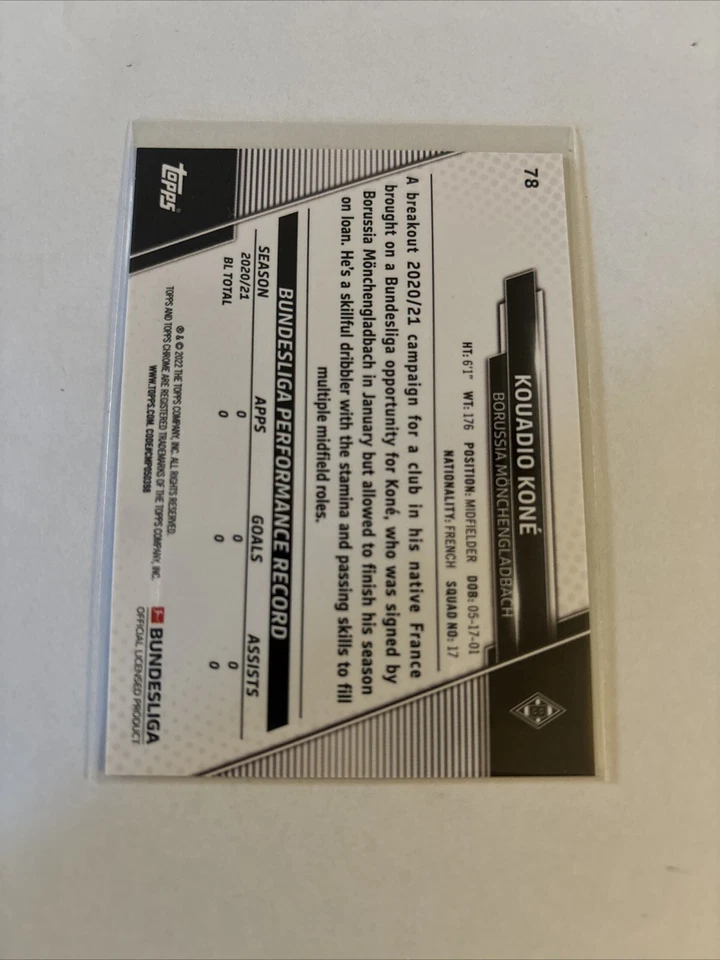 2021-22 Topps Chrome Bundesliga Sapphire Edition - #78 Kouadio Kone (RC) - Image 2 of 2