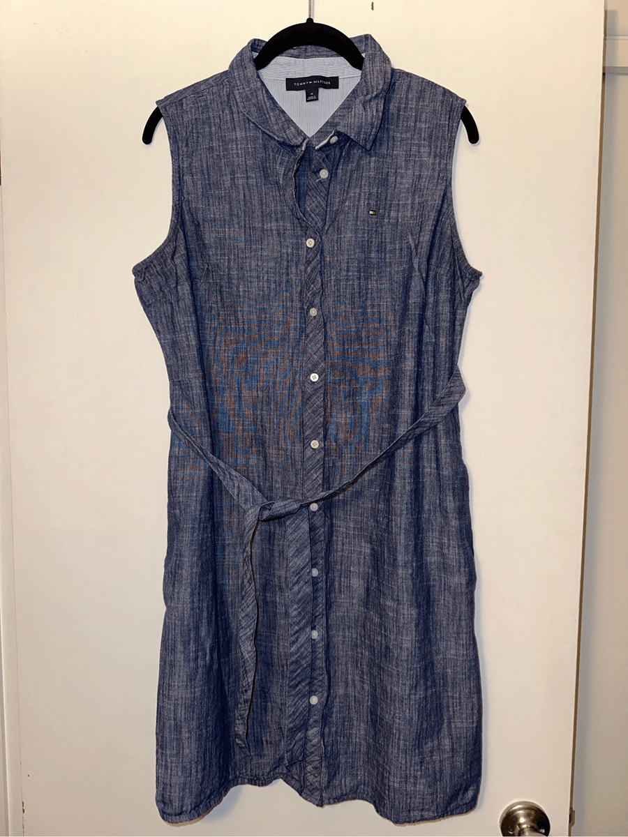 tommy hilfiger women denim dress Denim Tommy Hilfiger Mini Dress Tommy Hilfiger Jean Mini Dress Size Girls Blue Button Front Collared