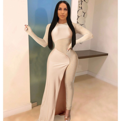 open lace back dress Leyna White Mesh Long Sleeve Dress - US 4 main image 1