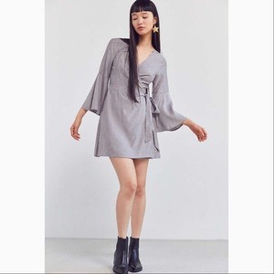 bell sleeve wrap dress