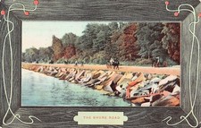 Whitehouse OH Ohio Dirt Road Horse Buggy c1909 Faux Wood Frame Vtg Postcard A31