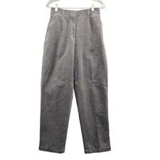 L.L. Bean Women's Original Fit Corduroy Pants Size 8 Gray Pleated Slash Pocket