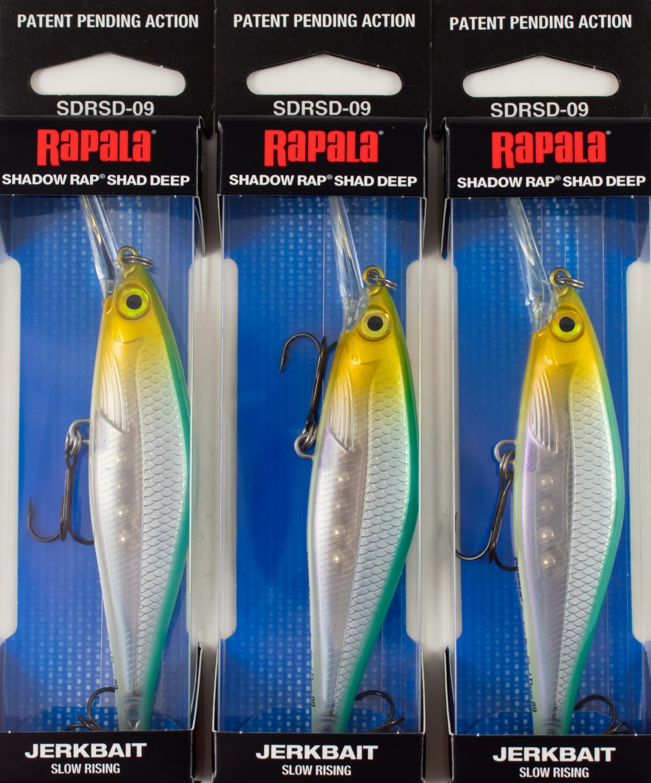 (LOT OF 3) RAPALA SHADOW RAP SHAD DEEP 3/8OZ SDRSD09 BBH BLUE BCK HERRING CP2345