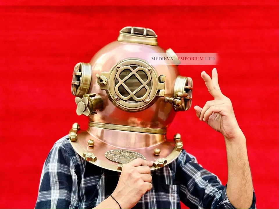 Diving Helmet US Navy Mark V Antique Deep Sea Maritime Scuba Marine Divers 18" - Image 2 of 4