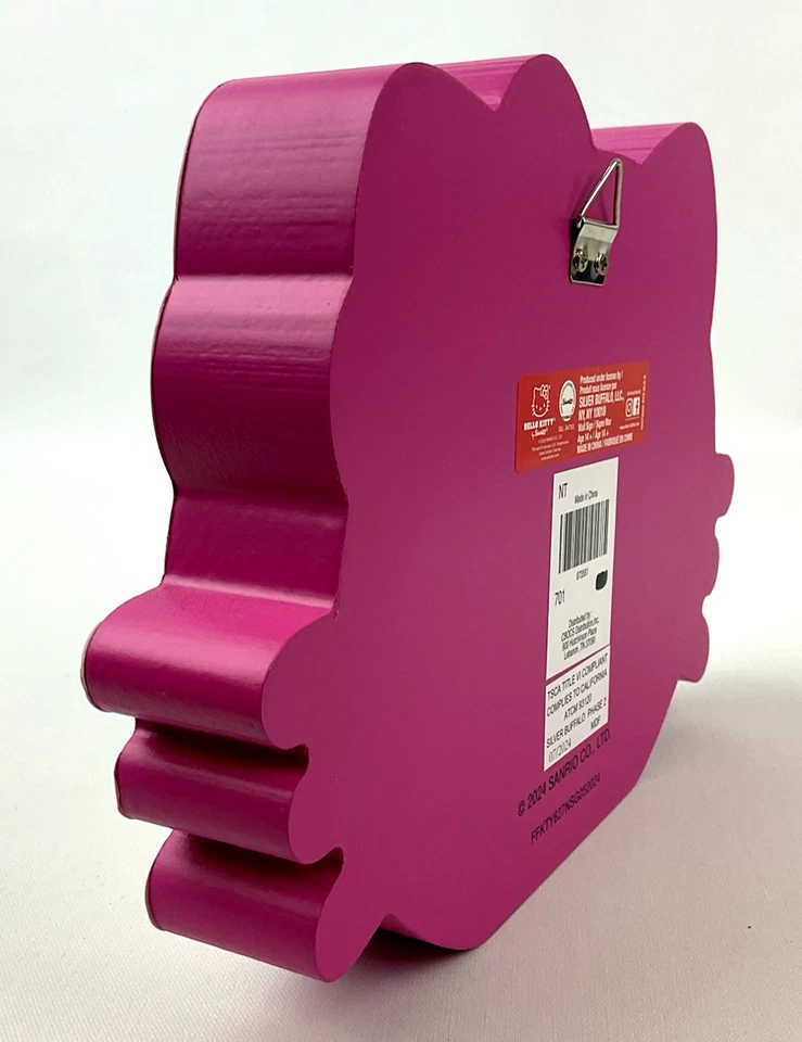 Placa de madera Hello Kitty rosa blanco brillo arco 8" x 6" escritorio/colgante de pared Foto 3 de 4