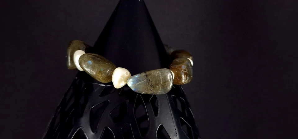 Armband Labradorit & Perlen - attraktiv & wunderbar schimmernd - Bild 3 von 4