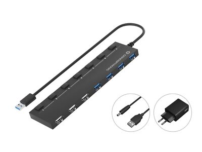 Conceptronic Hubbies09BP Hubbies 7-Port USB 3.0/2.0 Hub With Power Adapter ~E~
