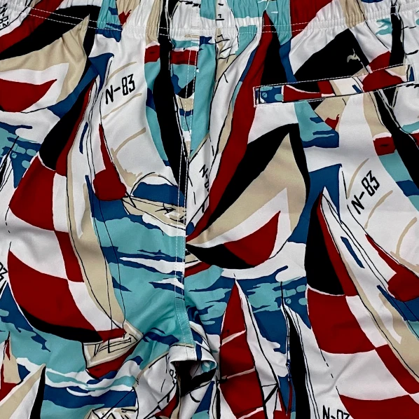 Nautica Swim Trunks Breathable Quick Dry Red White Blue Sailboats Sails Pockets - Изображение 3 из 4