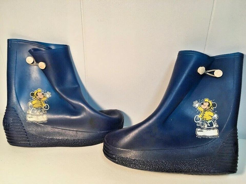 Botas de Lluvia Mickey Mouse Disney Pals Niños Talla 13 Sin Cordones Galoshes Disneyana 1980 Foto 2 de 4