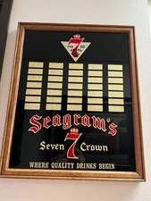 Vintage Seagrams 7 Seven Crown American Whiskey Glass Framed Mirror Sign