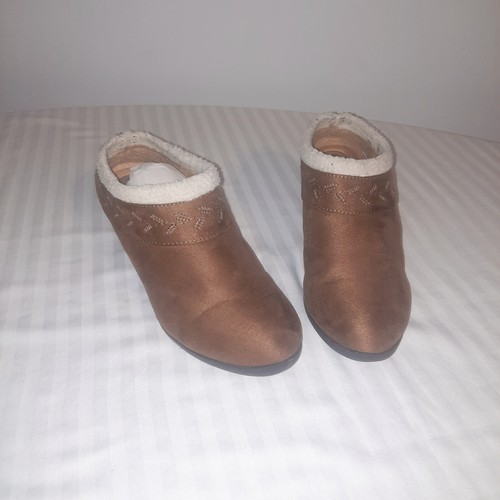 Braune Pantoletten Clogs Wedges Größe 8,5