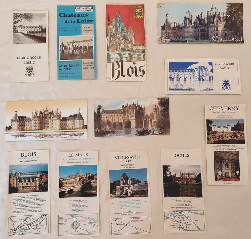 1980-1990s Vintage Travel Brochures France Chateaux Loire Valley, English French