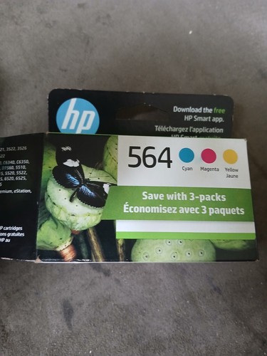 HP 564 Cyan Magenta Yellow Color Ink Cartridges Combo Pack (4/2024) A