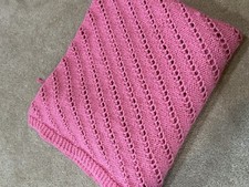 Pink Handmade Blanket Crochet Knit Baby Nursery Lap