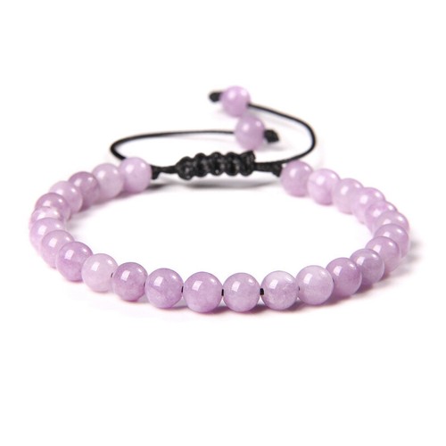 Bracciale Regolabile Perline In Pietra Naturale 6MM Tessuto Rotondo Fatto a Mano - Foto 44 di 104