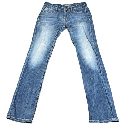 Buckle BKE Carter Straight Jeans Mens 33 Blue Logo Medium Wash Casual Everyday