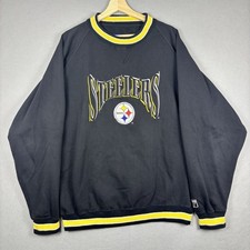 Vintage Pittsburgh Steelers Crewneck Mens Size L Black Sweatshirt 90s Logo 7