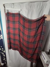 Lauren Ralph Lauren Lightweight Red Plaid Scarf Large Rectangle Fringe