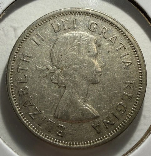 Canada 25 Cents Silver Coin 1964 Caribou Queen Elizabeth II KM#64