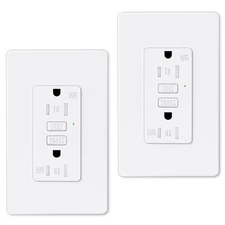 Slim 15Amp GFCI Outlet GFI Receptacle LED Indicator TR WR with Decora Plate 2PCS