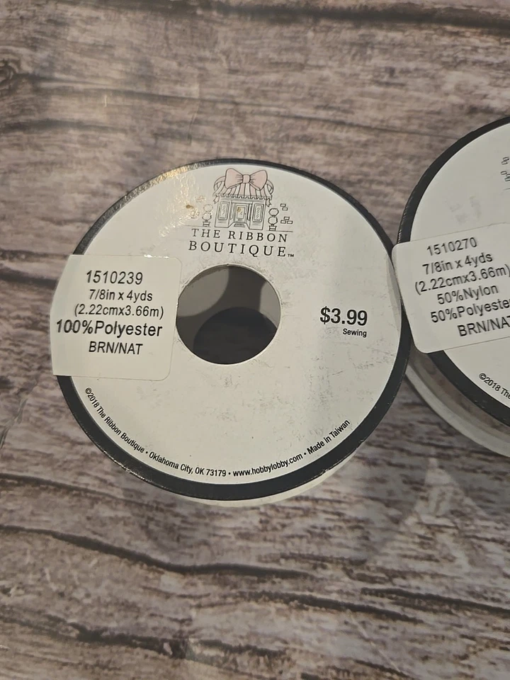 The Ribbon Boutique 2 Spools Ribbon Autumn Burlap Look Acorns Leaves NWT(G55) - Image 3 of 4