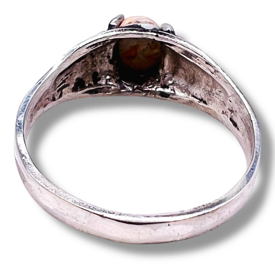 Anillo de plata de ley 925 ópalo natural de fuego mexicano talla 6,75 Foto 4 de 4