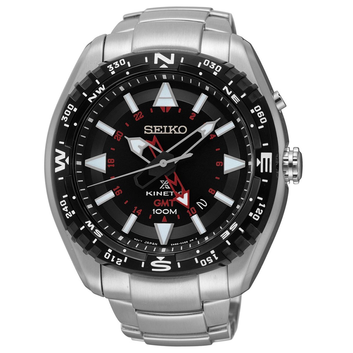 SEIKO ProspeX SUN049P1 Land Kinetic True GMT Watch Steel Black