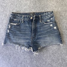 Abercrombie  Fitch Annie High Rise Short 27/4 Blue Distressed Denim Cut Offs