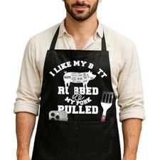 Funny Black Grill Apron with Pockets for Man,Dad,Husband,Father in Law,Chef