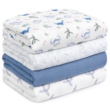 GLLQUEN BABY Muslin Swaddle Blankets 4Pk Receiving Blanket Large 35" x 40"