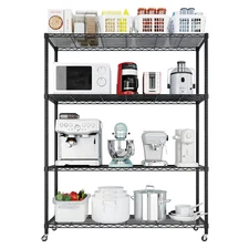 4 Tier Heavy Duty Large Wire Shelving Unit NSF Metal Shelf Rack Shelving Black