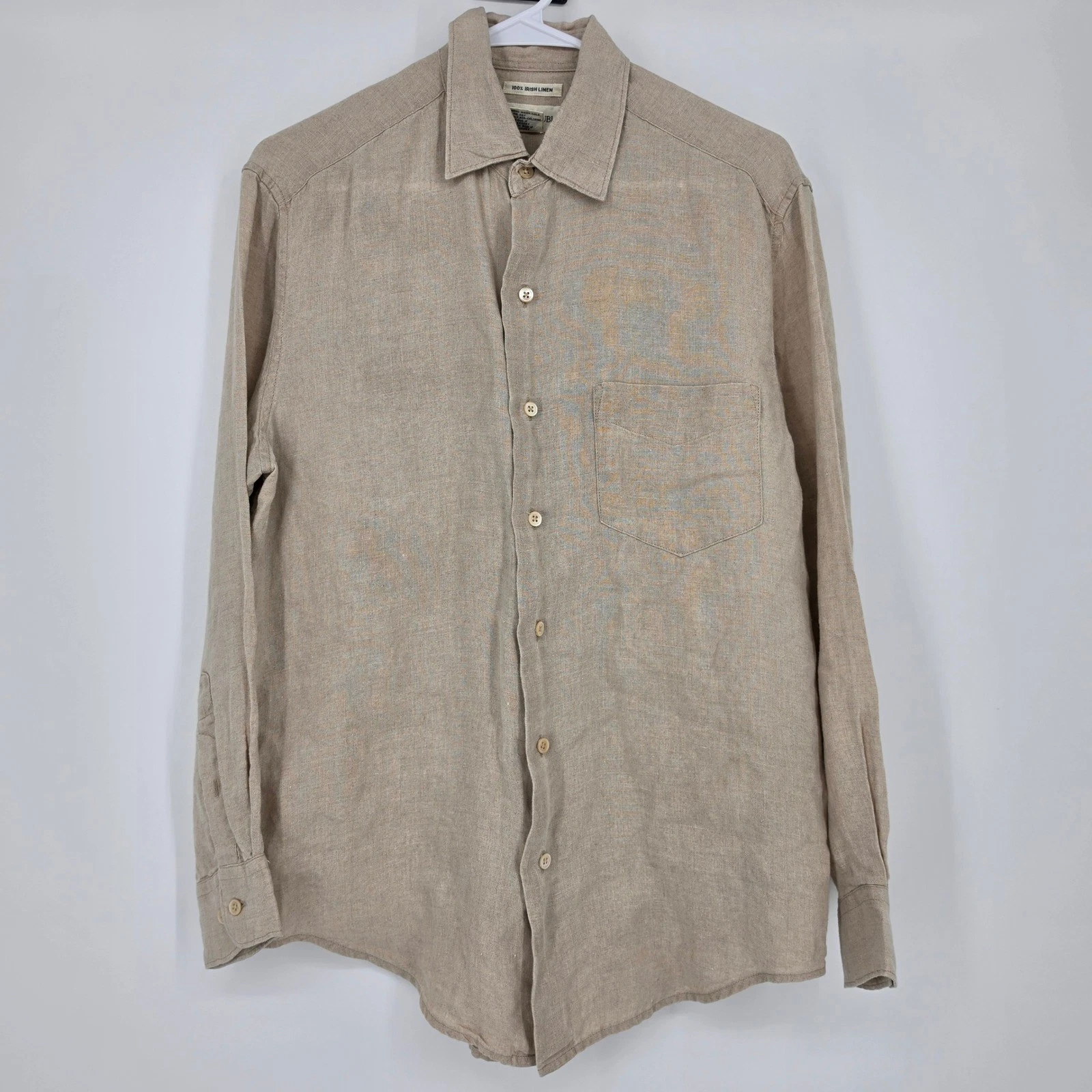 Banana Republic Shirt Small Beige 100% Irish Linen Safari Coastal Old Money