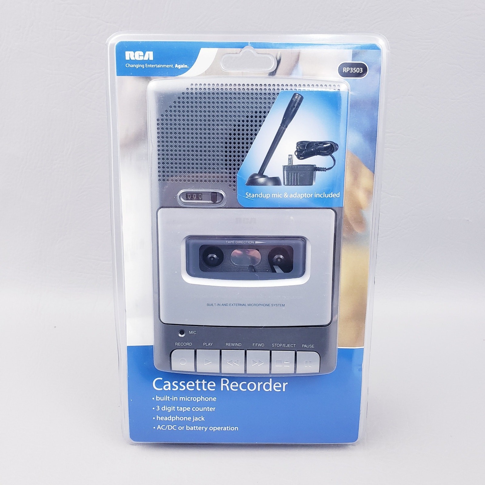 Vintage RCA Cassette Recorder RP3503 Stand up Mic & AC Adapter NOS NEW SEALED