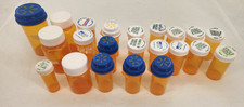 Lot 22 Empty Amber RX Medicine Pill Bottles Plastic Variety 6 Sizes Craft Storag