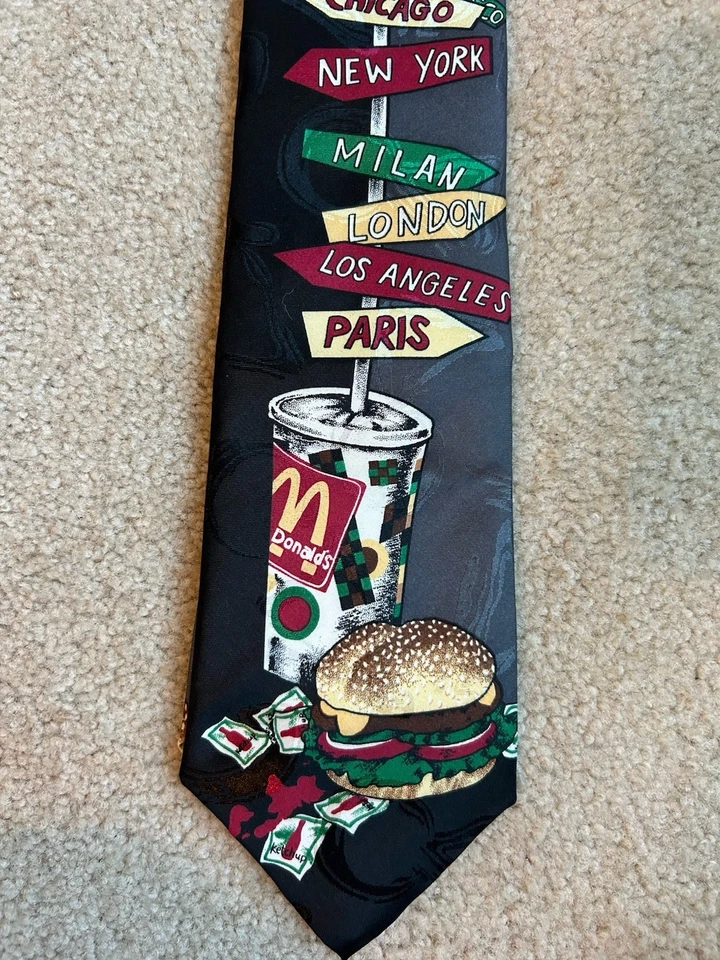 Corbata McDonalds Manager 1994 vintage novedad impresión gráfica retro comida rápida Foto 2 de 4