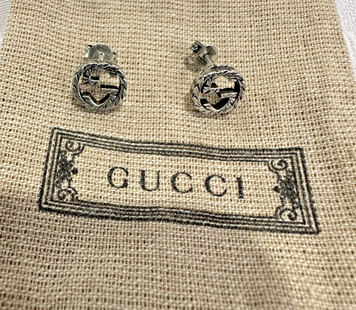 Gucci Interlocking Silver Stud Earrings with Gucc… - image 9
