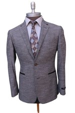 NWT John Varvatos USA Wool Silk Blend Brown Herringbone Three Button Blazer 38S