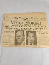 This is an original August 9, 1974, front page of The New York Times newspaper
